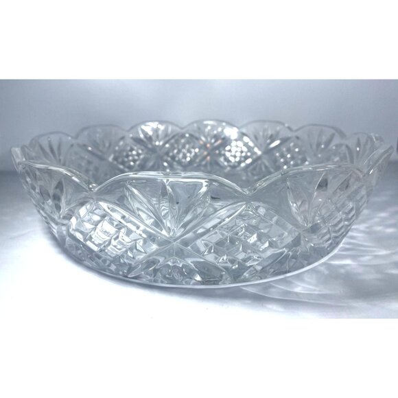 Designs of Ireland Round Cut Crystal Scalloped Dish Server 11.5" x 3" - Picture 1 of 11